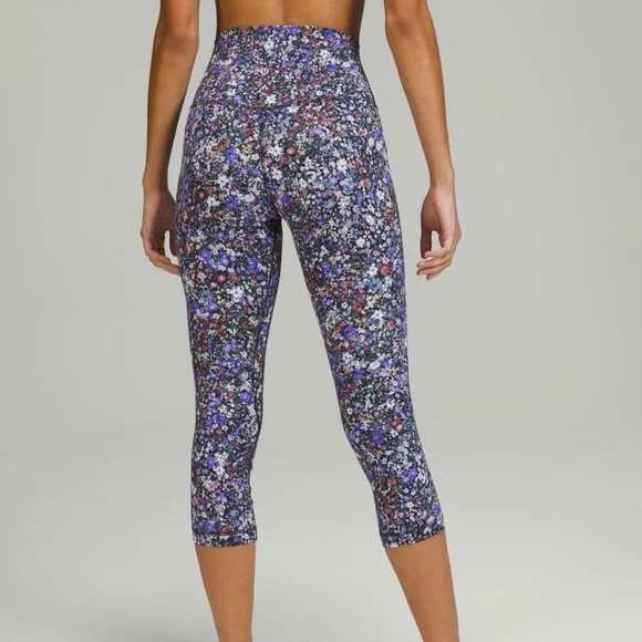 lululemon Align High Rise Crop Tight Leggings 21” Flower Burst Multi FLBM size 8 - Picture 2 of 8